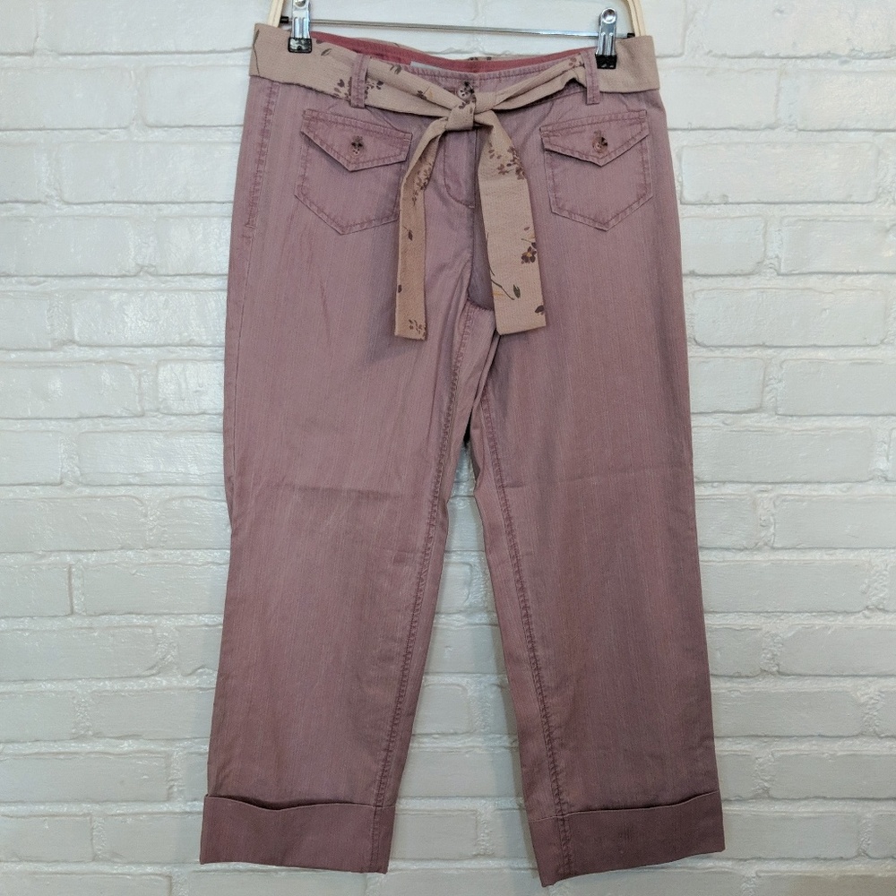 Anthropologie Sitwell Blush Pink Sash Belt Pants 6